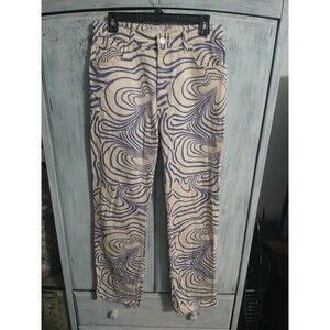 Zara  Ladies Jeans Size 6 Retro Hippie Blue/Cream